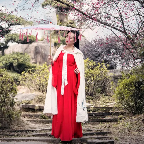 Vista 6 de Homoyoyo Sombrilla de tela con patrón de flores, sombrilla de tela de seda japonesa china con bolsa de borlas, kimono Hanfu, suministros de disfraz