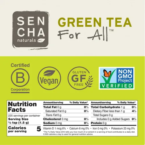 Vista 2 de Sencha Everyday Natural USDA Orgánico Matcha Té Verde en Polvo Rico en Antioxidantes Revitalizante para la Salud Corporal, Libre de Gluten, 100%
