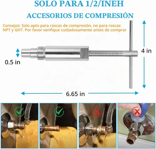 Vista 2 de Extractor de manga de compresión y removedor de mangas para accesorios de compresión de 1/2 pulgada solamente, quita la tuerca y la virola