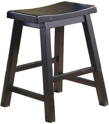 Vista 6 de Lexicon - Taburetes de asiento de silla de montar de altura de comedor, juego de 2, madera maciza, color negro