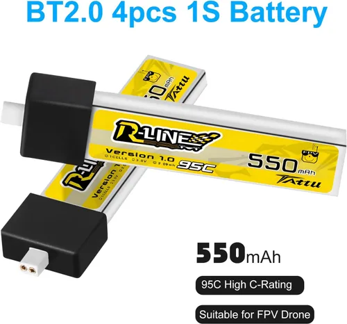 Vista 5 de 4pcs BT2.0 550mAh1S Lipo Batería 3.8V 95C FPV Batería para 1S FPV Racing Whoop Drone Quadcopters como Air75, Meteor75 Pro, Cetus Pro, Cetus X Drones