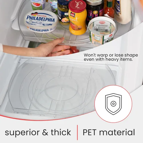 Vista 8 de Lazy Susan para refrigerador - Organizador de refrigerador giratorio de 360° y bandeja de almacenamiento para refrigerador, gabinete y despensa