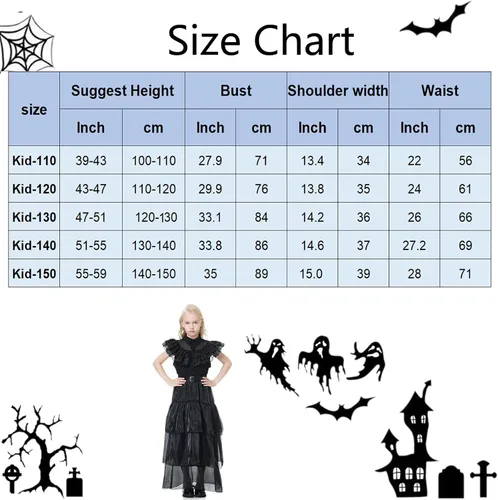 Vista 2 de Digfar Disfraz de miércoles para niñas, vestido familiar, trajes de cosplay para niños