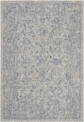 Vista 48 de SAFAVIEH Alfombra lavable al aire libre, colección Courtyard - 2'3" x 5', azul aguamarina y gris, no desprende pelusa y fácil limpieza, ideal