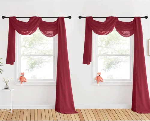 Vista 15 de NICETOWN Cenefa decorativa larga para ventana, cenefa de bufanda de boda, cortina de gasa para sala de estar, dormitorio, ceremonia