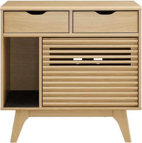 Vista 5 de Modway EEI-6796-OAK Render Gato Gabinete, Roble