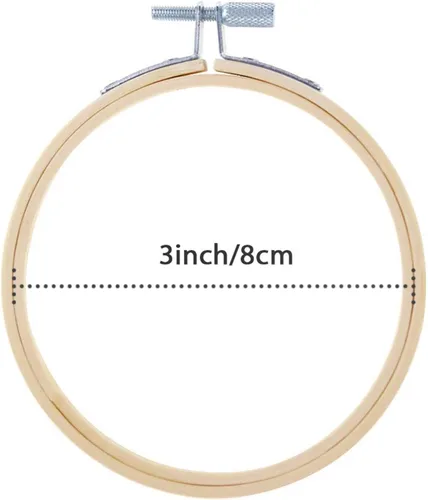 Vista 4 de 60 aros redondos de madera para bordar de bambú de 3 pulgadas para costura de arte y manualidades