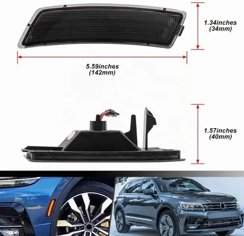 Vista 7 de Luz LED de guardabarros con marcador lateral delantero para VW Volks-wagen Iluminación LED ámbar