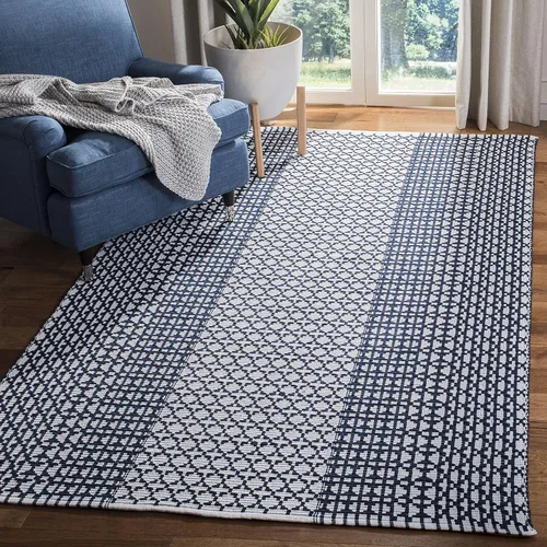 Vista 8 de SAFAVIEH Colección Montauk - Alfombra de pasillo, 2 pies 3 pulgadas x 7 pies, color negro y marfil, algodón hecho a mano, ideal para zonas de alto