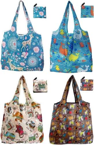 Vista 11 de Bolsas de compras reutilizables para comestibles, paquete de 4 de 50 libras bolsas plegables grandes y lavables para mercado, compactas para un