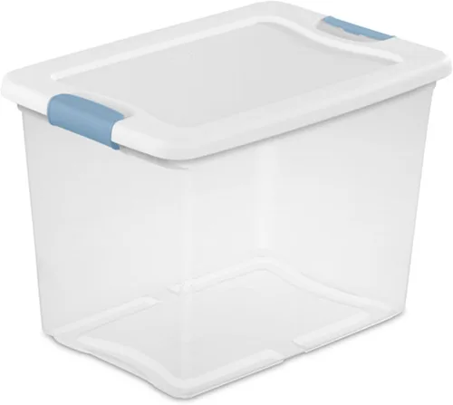 Vista 29 de Sterilite - Paquete de 12 contenedores de almacenamiento con pestillo para debajo de la cama, con tapas, de plástico transparente, 6 cuartos