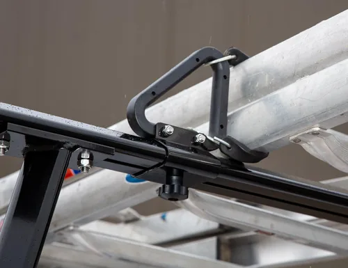 Vista 6 de Buyers Products 1501680 - Estante de aluminio para escalera para camión, altura ajustable, recubrimiento en polvo negro, soporte de abrazadera