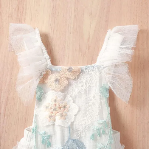 Vista 10 de IDOPIP Conjunto de ropa de 1er cumpleaños para niñas con estampado floral, estilo bohemio, con encaje, tutú y diadema de princesa