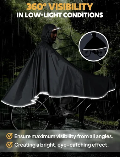 Vista 5 de ANYOO Poncho de lluvia impermeable para bicicleta, capas de lluvia, ligeras, compactas, reutilizables, para adultos