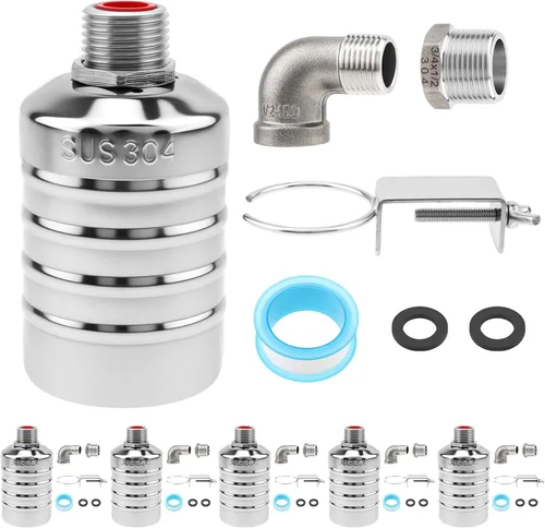 Vista 12 de Paquete de 2 válvulas de flotador, válvula automática de control de nivel de agua con adaptador de 1/2 pulgada a 3/4 pulgadas 1 pulgada para tanque