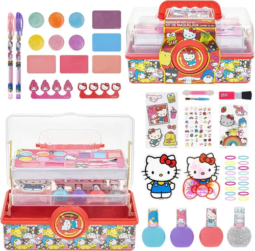 Vista 10 de Set de cosméticos Barbie para niñas, incluye maquillaje de uñas, labios, ojos y mejillas, juego de belleza seguro y no tóxico de Townley Girl