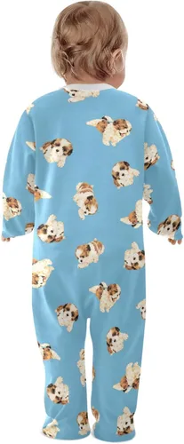 Vista 5 de Nnamluu Peleles para bebé, ropa de bebé, trajes de algodón, bebés, patrón de perros, 0-24 meses