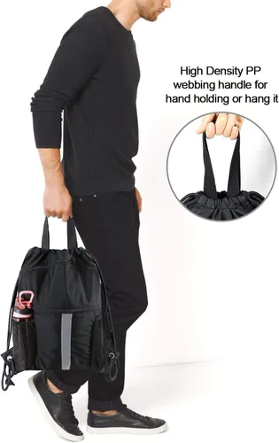 Vista 5 de BeeGreen Mochila con cordón y compartimento para zapatos, mochila unisex