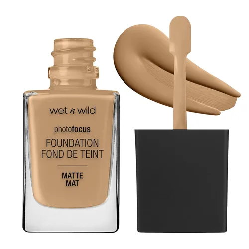 Vista 24 de wet n wild - Base líquida Photo Focus con acabado mate, vegana y libre de crueldad animal, color ámbar beige (Amber Beige)