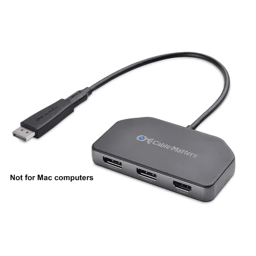 Vista 2 de Cable Matters 101065, divisor Mini DisplayPort/DisplayPort (2 DP + 1 HDMI), DP MST Hub con 2 puertos de pantalla y 1 HDMI para Windows,
