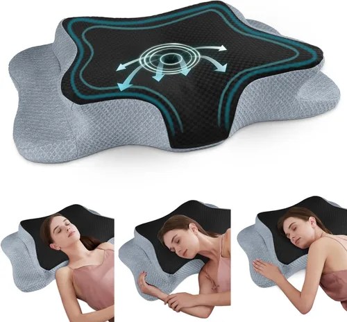 Vista 14 de CHxxy Memory Foam Pillows, Cervical Pillow for Neck and Shoulder Pain Relief, Ergonomic Contour Bed Pillow, Soft for Side Sleep Stomach Sleeping and