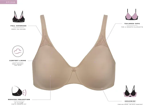 Vista 4 de Bali Brasier reductor Passion for Comfort para mujer, brasier con aros de cobertura completa, copas sin costuras