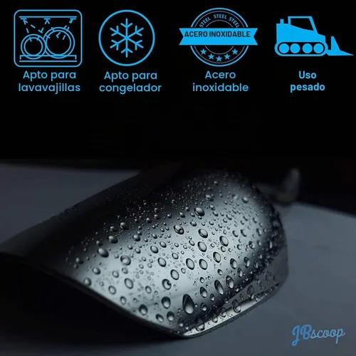 Vista 2 de JBscoop Cuchara de hielo con agujeros. Cuchara de hielo de acero inoxidable con orificios de drenaje para reducir la dilución no deseada. Resistente