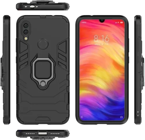 Vista 4 de LuluMain - Funda compatible con Xiaomi Redmi Note 7, Redmi Note7 Pro, soporte de agarre de anillo de metal a prueba de golpes
