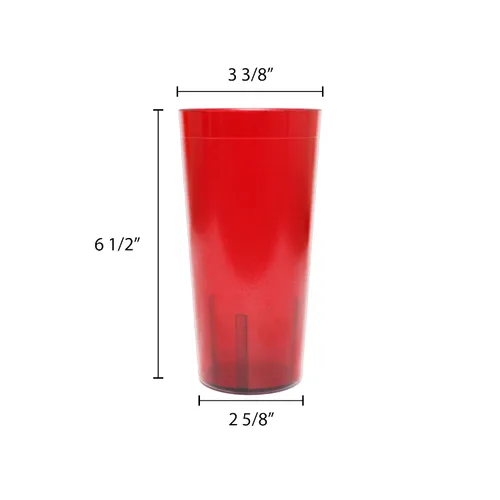 Vista 2 de NUEVO, vaso de restaurante de 20 onzas, vasos apilables, plástico químico resistente a la rotura, juego de 6, color rojo rubí