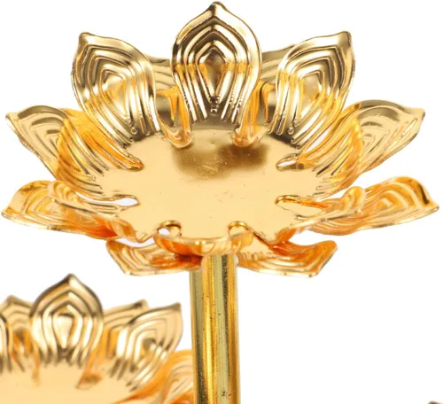 Vista 4 de Portavelas de yoga de Buda de flor de loto - Candelabro de acero para decoración del hogar