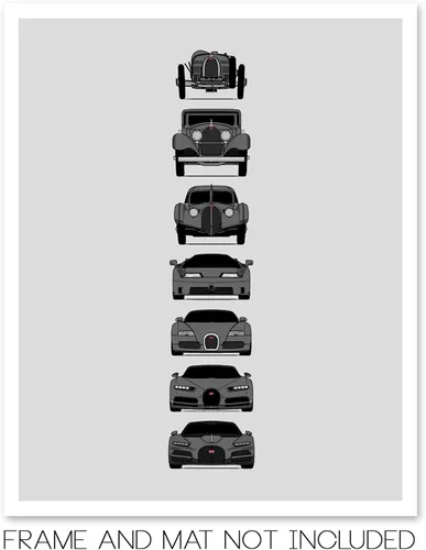 Vista 2 de Custom Car Posters Handmade Poster compatible with Bugatti Generations and Print of Best of Bugatti