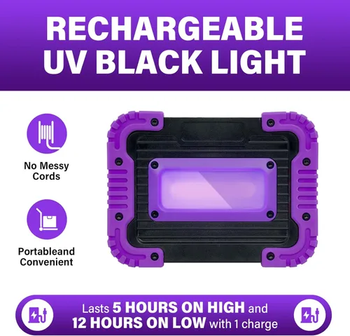 Vista 2 de Luz Negra Recargable, Luz Negra Alimentada por Batería, Luz Negra UV Inalámbrica de 395nm para Fiesta de Neón Brillante, Brilla en la Oscuridad