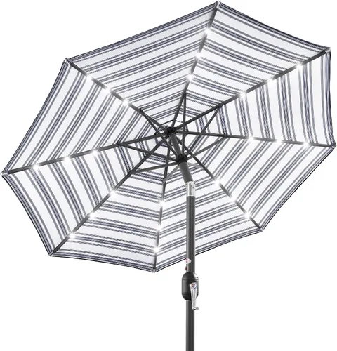 Vista 13 de Best Choice Products Sombrilla de Patio Solar de Poliéster con Luz LED de 10 pies con Ajuste de Inclinación y Tela Resistente a los Rayos UV - Gris