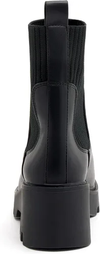 Vista 4 de vodvob Botas Chelsea elásticas para mujer, tacón grueso, plataforma, suela de lengüeta, botines al tobillo