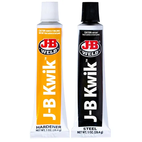 Vista 2 de J-B Weld 8276 KwikWeld Pegamento de acero reforzado de rápida adhesión. Pomo de 2 onzas, 2 onza, Blanco
