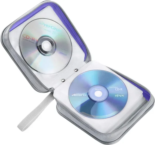 Vista 5 de Siveit Funda de CD, Estuche de CD/DVD de 40 Capacidad con Portafolios de Soporte de Bolsillo de Plástico Duro para Discos de DVD, Estuche de Lavanda