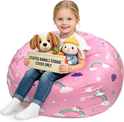 Vista 58 de Lukeight - Puf de almacenamiento de animales de peluche para niños, funda para puf de dinosaurio con cremallera para organizar la habitación