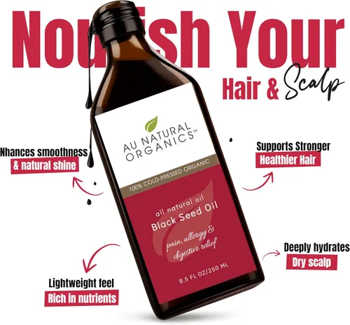 Vista 3 de Au Natural Organics Aceite de semilla negra – Aceite de semilla negra orgánico certificado por USDA (Nigella Sativa) prensado en frío