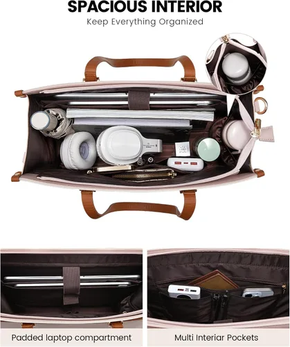 Vista 3 de LOVEVOOK Bolsa para laptop para mujer, 15.6 pulgadas, bolsa de mano para laptop 2 en 1, bolsa de trabajo profesional, maletín de negocios con bolso