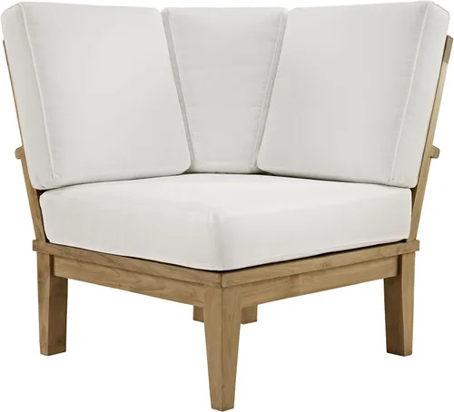 Vista 6 de Modway Marina - Sofá de madera de teca de grado A para exteriores, orientado hacia la derecha, color gris natural