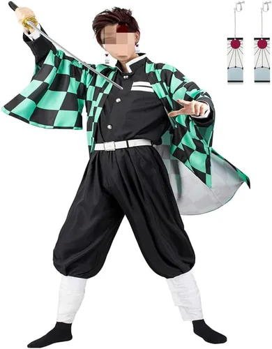 Vista 2 de Moalioi Anime Cosplay Costume Kimono Halloween Women Men's Set Accessories