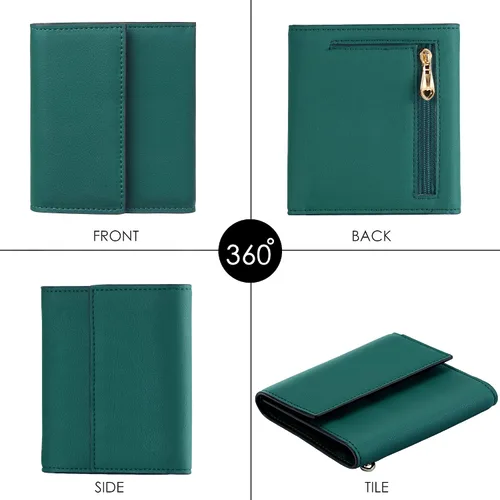 Vista 8 de TRAVELAMBO RFID Blocking Small Mini Compact Wallet Coin Pouch Holder Trifold Credit Card Holder Pocket Purse for Women