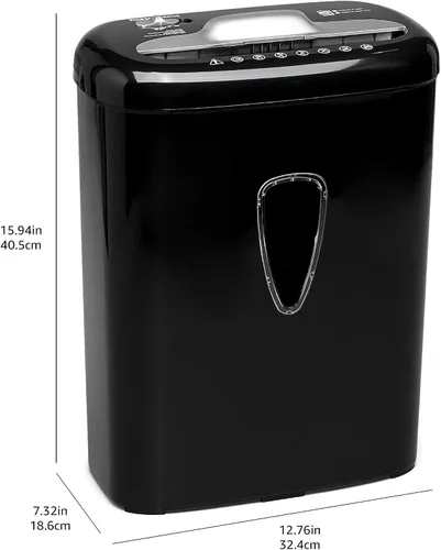 Vista 4 de Amazon Basics - Trituradora de papel y tarjetas de crédito de alta seguridad con micro corte de 6 hojas para casa y oficina, negra