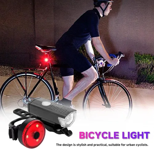 Vista 8 de Juego de luces recargables USB, juego de luces LED recargables USB, kit de faros LED brillantes y luces traseras, kit de luces de ciclismo