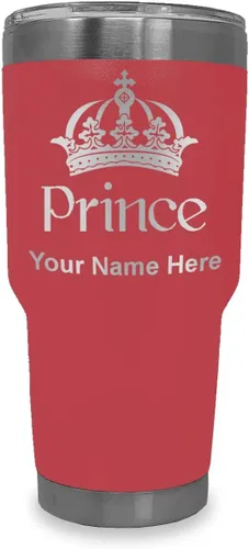 Vista 40 de LaserGram Vaso aislado al vacío de 20 onzas, Prince Crown, grabado personalizado incluido (negro)