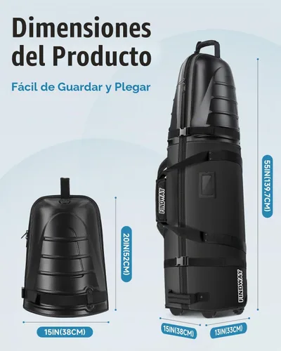 Vista 2 de Findway Bolsas de viaje de golf para aerolíneas con ruedas, Oxford resistente 1680D y ABS funda rígida para proteger palos de golf, ligeras y Negro