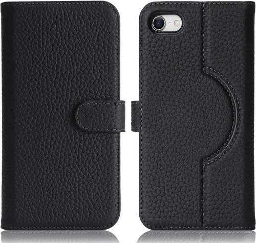 Vista 2 de Funda desmontable de cuero genuino para iPhone SE 2020/SE 2022/7/8, funda magnética 2 en 1 extraíble, soporte de carga Magsafe, funda protectora