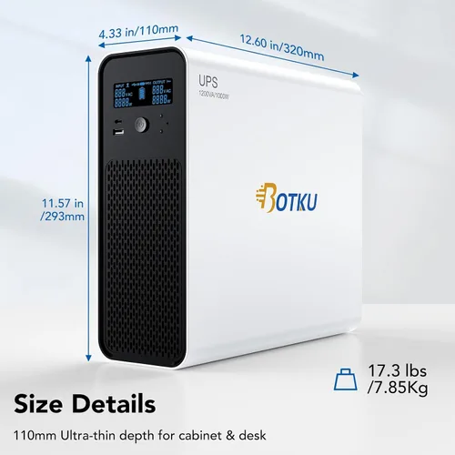 Vista 2 de 1200VA/1000W LiFePO4 UPS Battery Backup,Surge Protector,Long Runtime