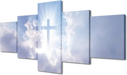 Vista 54 de TUMOVO Decoración de pared de iglesia cristiana de 3 paneles, imágenes de la resurrección de Jesús para sala de estar, dormitorio, cocina