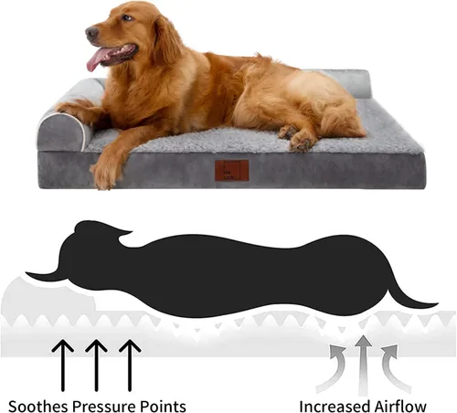 Vista 2 de Cama ortopédica para perros, sofá para mascotas con cojín para perros extra grandes Egg Crate Foam, Removable Washable Cover, Waterproof Lining